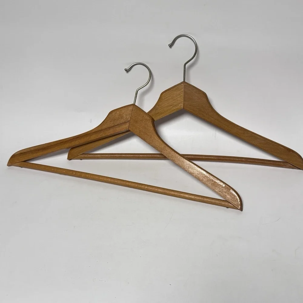 Vintage‎ Wooden Coat Clothes Suit Hangers Set of Two